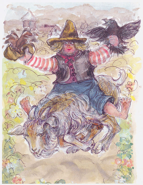 Akvarelillustration af Klods-Hans af Marius Guldager