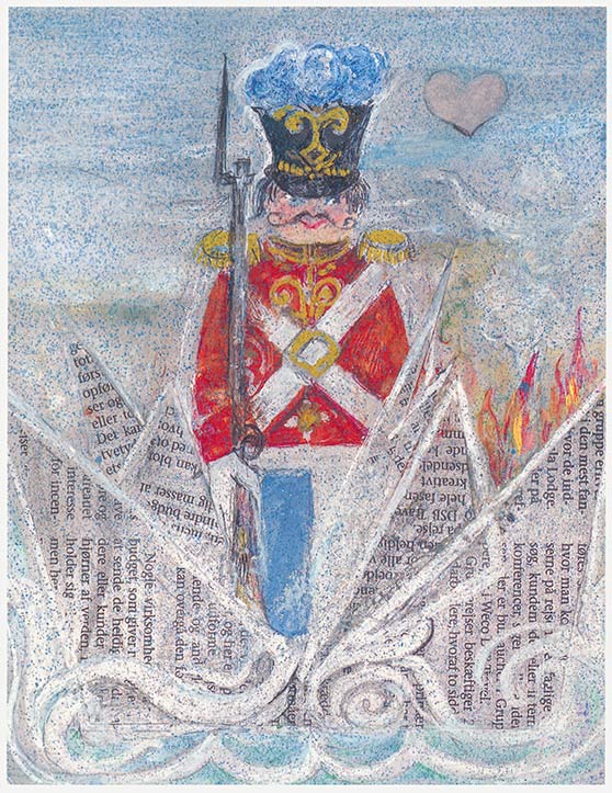 Akvarelillustration af Den standhaftige tinsoldat af Marius Guldager